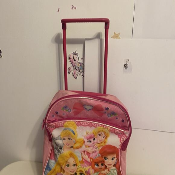 Girl Novelty Disney Princess Mini Suitcase Rolling Backpack 4x12” School Travel - Picture 8 of 13